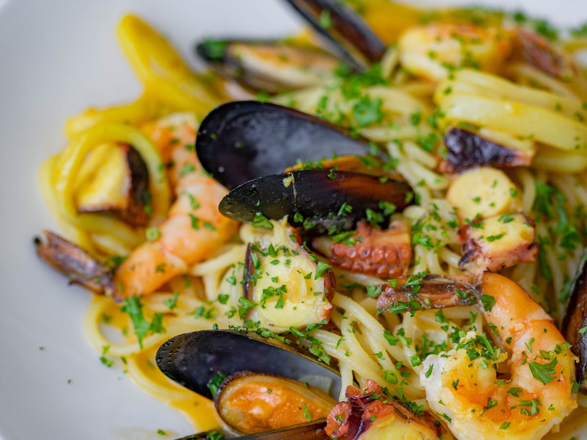 Linguine au poulpe, plat signature du chef Andrea